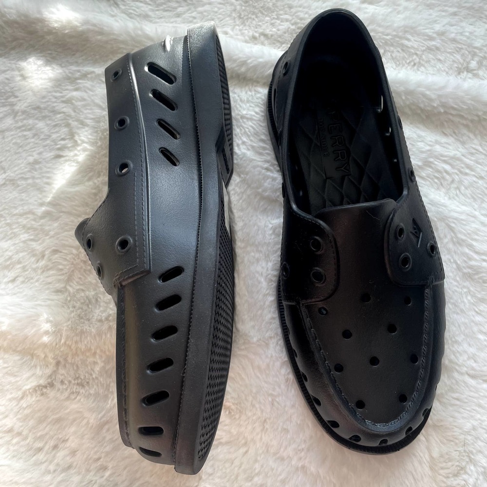 new sperry black a/o float flooded slip on shoes size 7 - Picture 1 of 5